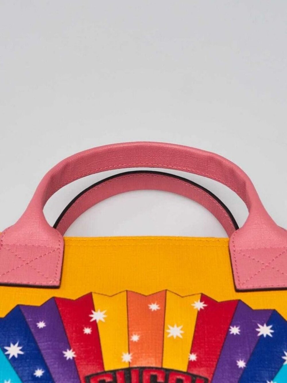 Gucci Pink/Yellow Coated Canvas Rainbow "Loved" Children's Tote Bag - Picture 5 of 12